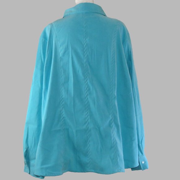 Jessica London Long Sleeve Button Up Blue Suede Style Top/Jacket Size 3X (C750) - Picture 5 of 6